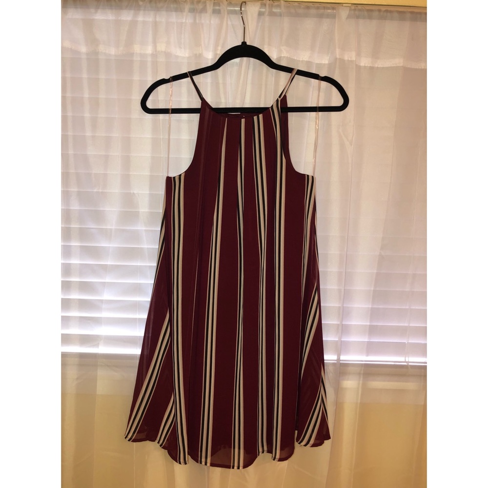 Maroon and tan halter dress